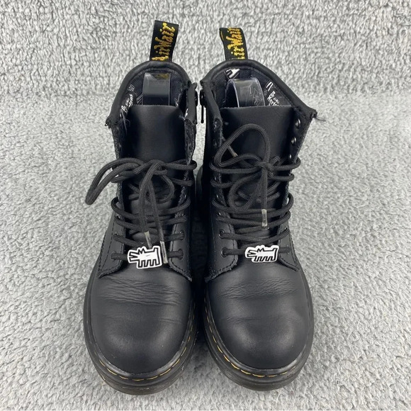 DR MARTENS X KEITH HARING 1460Y BOOTS TODDLER SIZE 2 KIDS LEATHER LACE UP PRINT - Picture 4 of 16